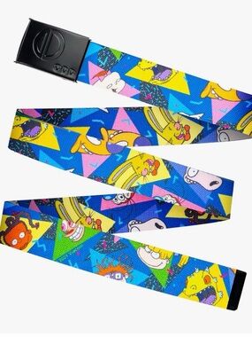 Kids Cartoon Character Blue Web Belt with Black Buckle